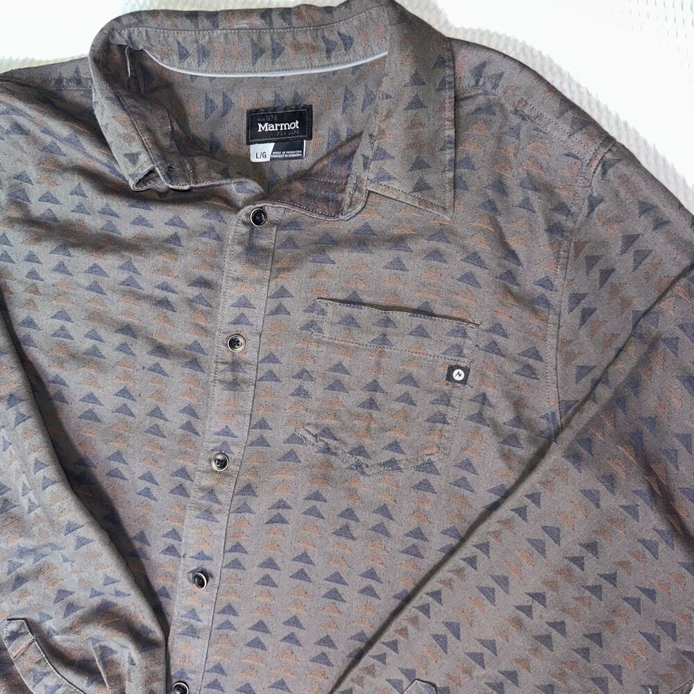 Marmot Shirt Mens Large triangle Long Sleeve Button Up Casual Outdoor